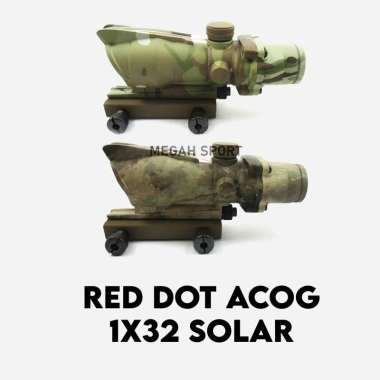 Scope ACOG 1x32 Red Dot Sight Tactical Airsoft Scope Hijau Muda