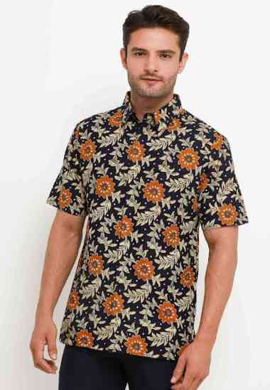 Adikusuma Hem Batik Mekar Hitam 532122022 - Biru Tua S