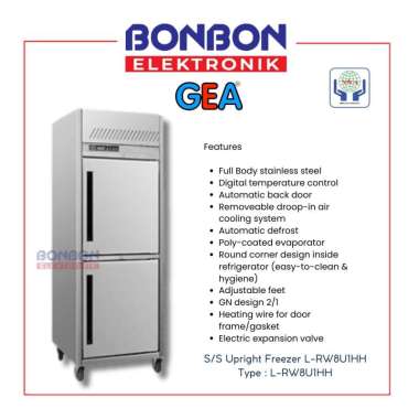 GEA Stainless Steel Upright Freezer 550L L-RW8U1HH / S/S L RW8U1HH