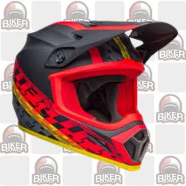 Bell MX-9 Mips Helm Cross Helm Retro Fullface Cross Classic Helmet OFFSET MATTE BLACK RED