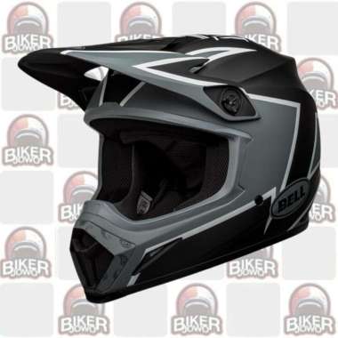 Bell MX-9 Mips Helm Cross Helm Retro Fullface Cross Classic Helmet TWITCH MATTE BLACK GRAY WHITE