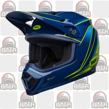 Bell MX-9 Mips Helm Cross Helm Retro Fullface Cross Classic Helmet ZONE GLOSS NAVY RETINA