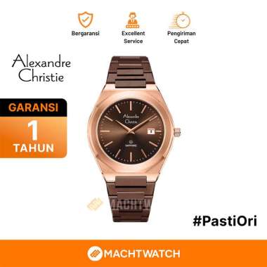 Jam Tangan Pria Alexandre Christie AC 8710 MD BROBOSG Men Sapphire Brown Dial Brown Stainless Steel 