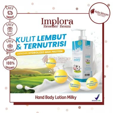 HANASUI Hand Body Lotion Milky - Kulit Lembut & Ternutrisi dengan Hydrolized Milk Protein Mencerahkan dan Melembapkan Kulit