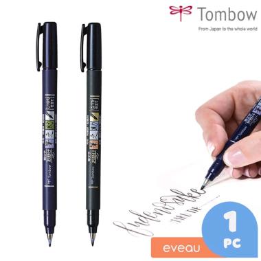 Tombow Fudenosuke Brush Pen Hard Tip Soft Tip Twin Tip Spidol Kaligrafi Satuan Hitam Abu Lettering M