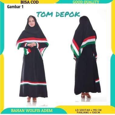 (GAMIS SAJA) Baju Gamis Muslim Wanita Syari Palestina - Tom MotifHorizontal