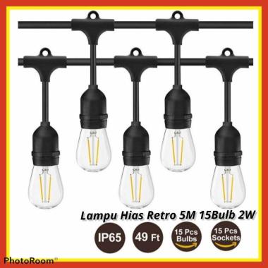 Lampu Hias Cafe Gantung Dekorasi Taman Bohlam LED Retro Edison Outdoor