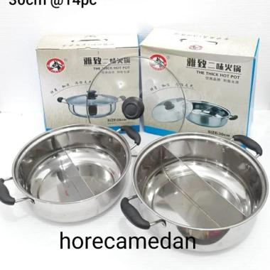 Suki Pan / Panci Shabu shabu / Panci steamboat sekat 2 stainless tebal