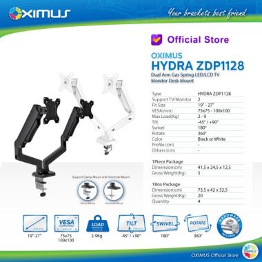 BRACKET TV LED LCD MONITOR GAS SPRING OXIMUS ZDP1128 1128 TILT SWIVEL warna Putih TC