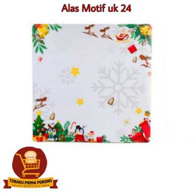 Alas Motif Uk 24 - alas kue tart Kotak Snow