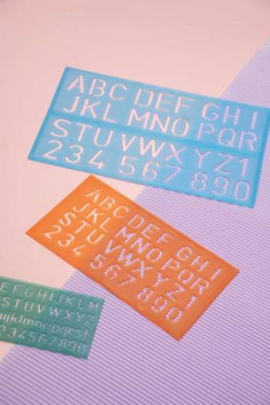 Stencil Set / Set Penggaris Cetakan Huruf Angka Butterfly