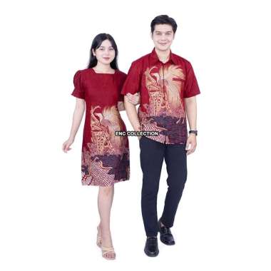 Dress Batik Wanita Fortuna - Batik Couple - Hem / Kemeja Batik Pria - Seragam Batik Dress Wanita XL