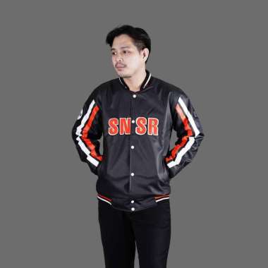 Jaket Pria Bomber List Oscar Original Sensor Hitam-Merah XL