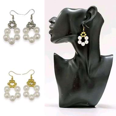 Dionne Circle Pearl Hook Earrings Anting Korea Mutiara Hooks Lingkaran Korean Style ER Dionne Silver
