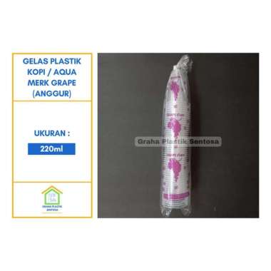 Gelas Plastik Kopi / Aqua Merk Grape Ukuran 220ml