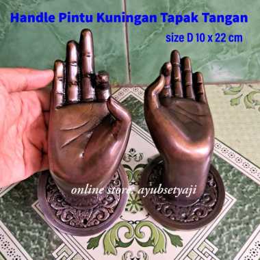 Handle Pintu Kuningan Tapak Tangan Brass Solid antik Gagang PINTU Tangan Budha Tarikan pintu RUMAH k