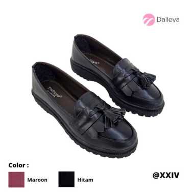 DALLEYA COLLECTION - Adrian Sepatu Docmart Wanita | Loafers Wanita Korean Style 38 HITAM