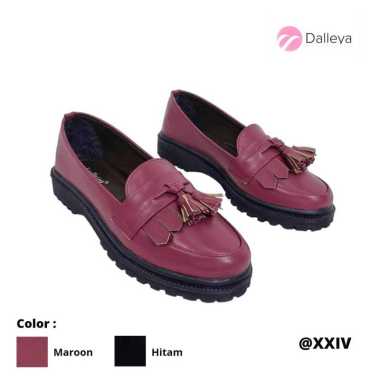 DALLEYA COLLECTION - Adrian Sepatu Docmart Wanita | Loafers Wanita Korean Style 39 MAROON