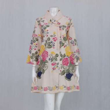 TUNIK KEMALA MOTIF ENCIM BUKET BUNGA | DRESS BATIK WANITA BUSUI XL buket putih broken