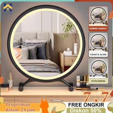 YESWOOD Cermin Rias LED Cermin Rias Hitam 30CM-LED