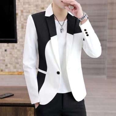 [BLAZER VECKY OT] BLAZER FASHION PRIA KATUN PREMIUM - Putih