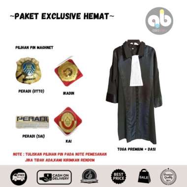 PROMO HEMAT!!! TOGA PENGACARA/ADVOKAT PREMIUM 100% BLACK - PERADI SAI S
