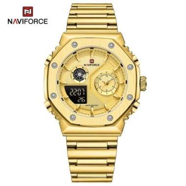 Jam Tangan Pria Naviforce 9216 Original Tali Rantai Gold