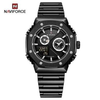 Jam Tangan Pria Naviforce 9216 Original Tali Rantai Hitam