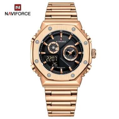 Jam Tangan Pria Naviforce 9216 Original Tali Rantai Rosegold