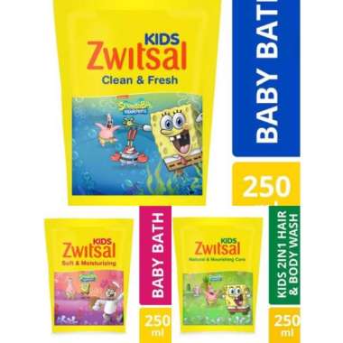 Zwitsal Kids Sabun Mandi Refill 250ml Bubble Bath Refill Sabun Mandi Anak Cair clean & fresh biru 25