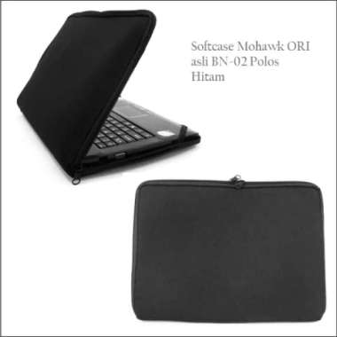NEW - Tas Laptop Mohawk BN02-Ukuran 14 Inch Softcase Polos Black