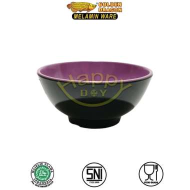 MANGKOK SOUP | MANGKOK KUAH | SOUP BOWL | MANGKUK MELAMIN RAMEN 11CM GOLDEN DRAGON UNGU HITAM