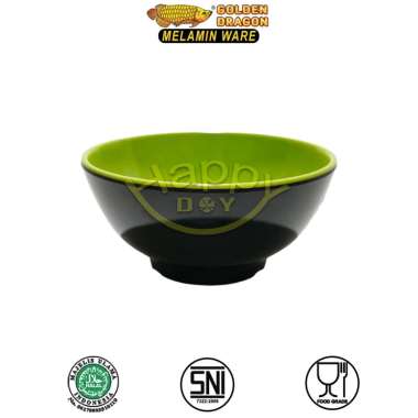 MANGKOK SOUP | MANGKOK KUAH | SOUP BOWL | MANGKUK MELAMIN RAMEN 11CM GOLDEN DRAGON HIJAU HITAM