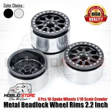 Velg Metal Beadlock Wheel Rims 2.2 Inch 10-Spoke RC 1/10 Scale Crawler Multivariasi Multicolor