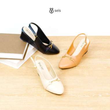 SEIS Sharon Mules Heels Wanita | Wedges tali wanita 41 cream