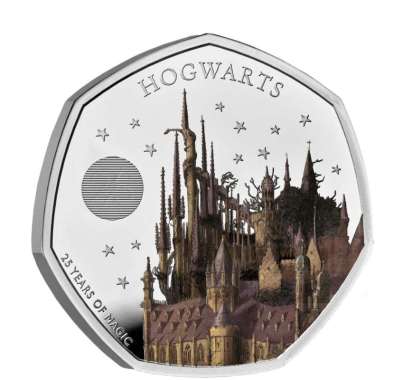 Koin Hogwarts School - 2023 UK 50p Silver Proof Color