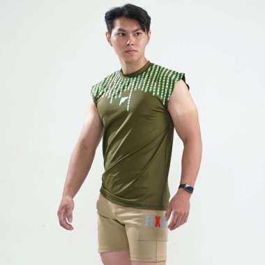Flexzone Sleeveless Olahraga FVS-016 Gym Running Lari L Hijau Army