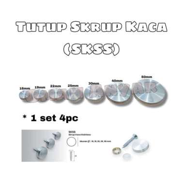 Skrup Kaca Skrup Kayu Tutup Skrup Stainless Steel SKSS 16 mm Huben 19mm