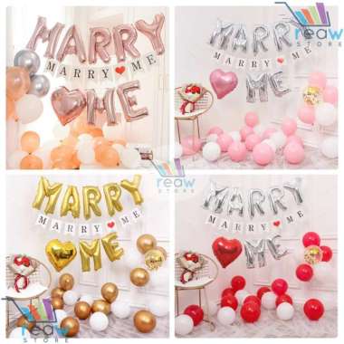 Paket Dekorasi Hiasan Balon Lamaran Will You Marry Me 02 Merah