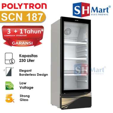 SHOWCASE POLYTRON 3 RAK KAPASITAS 180 LITER SCN-187 / SCN187 / SCN 187 GARANSI RESMI
