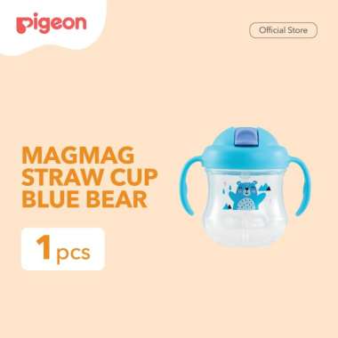 Pigeon Mag Mag Straw Cup Blue Bear 200mL| Botol Minum Bayi Sedotan | Training Cup