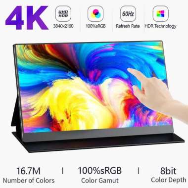 JASUPER Portable Monitor Touchscreen 4K 15.6 Inch IPS 60Hz HDR400 XW-660 Standar Lama Tengah Gaming 