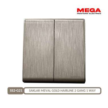 Saklar Meval 2 Gang 1 Way Switch Gold Hairline - SS2-G21