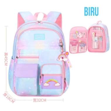 Tas sekolah Anak Perempuan Model Kulkas Import/Ransel Sekolah Anak - Biru S Rainbow Biru L rainbow