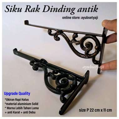 Siku Rak Dinding Ukir antik Gantungan Penyangga Ambalan Logam Antik Gantungan Baju ukir Daun Dekoras