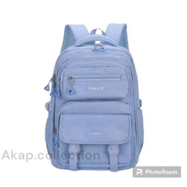 Tas Ransel Imrt Anak Sekolah Ornate Perempuan dan wanita - Hitam Biru Muda