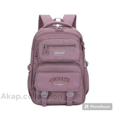 Tas Ransel Imrt Anak Sekolah Ornate Perempuan dan wanita - Hitam Ungu