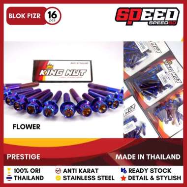 Baut Blok Mesin Yamaha F1ZR FIZR Baut Probolt Thailand Stainless King Nut Blue
