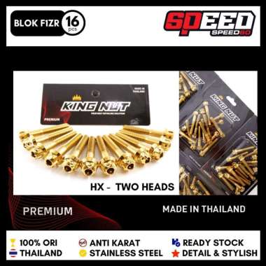 Baut Blok Mesin Yamaha F1ZR FIZR Baut Probolt Thailand Stainless King Nut HX Gold