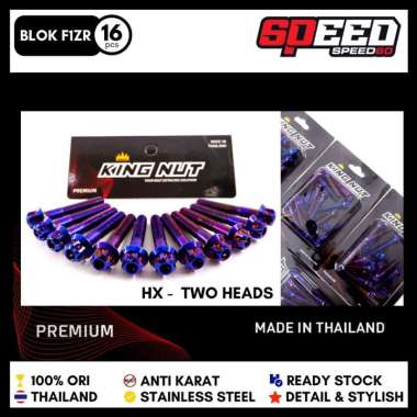 Baut Blok Mesin Yamaha F1ZR FIZR Baut Probolt Thailand Stainless King Nut HX Blue